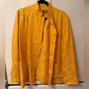 Vintage Chinese silk Yellow Women's Button Down Shirt